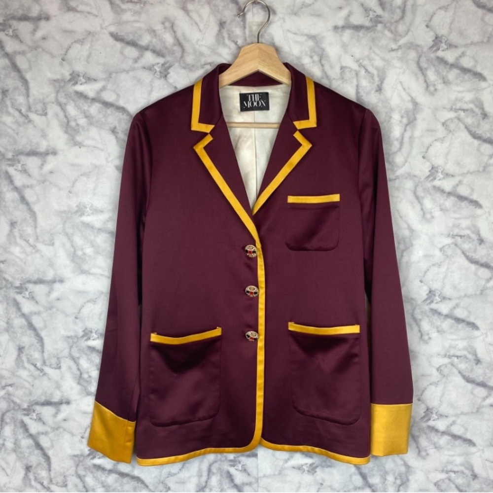 The Moon Maroon Blazer with Yellow Trim